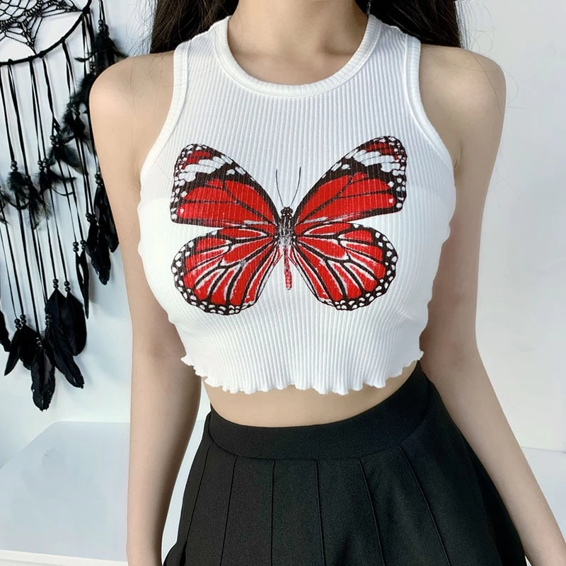Crop Top Blanc – Papillon 4 Crop Top Blanc – Papillon – Image 2