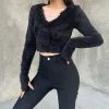 Crop Top Noir En Velour – Douce -Style Urbain Soldes H1a40d70ad3f946498c41deeda1ba0001X