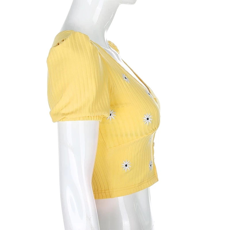 T-shirt D’été – Jaune étoilé 7 T-shirt D’été – Jaune étoilé – Image 5