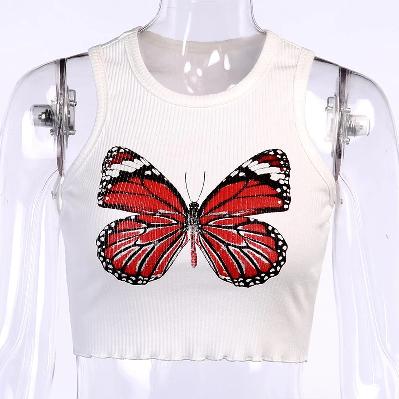 Crop Top Blanc – Papillon 7 Crop Top Blanc – Papillon – Image 5