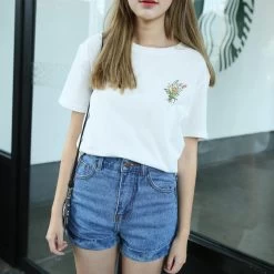 T-shirt Brodé - Bouquet De Fleurs - Grunge Clothing 5 T-shirt Brodé - Bouquet De Fleurs - Grunge Clothing -Style Urbain Soldes HTB112zeKFXXXXbtapXXq6xXFXXXm