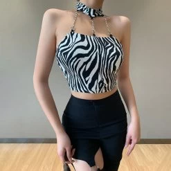 Haut Imitation Zèbre – Collier -Style Urbain Soldes Hb84ee0d333c94dc2b77f5e3934f866fcH