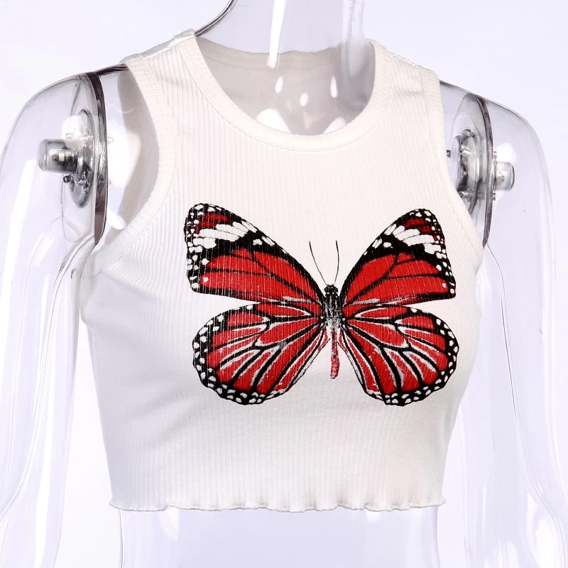 Crop Top Blanc – Papillon 9 Crop Top Blanc – Papillon – Image 7