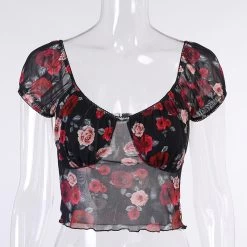 T-shirt Transparent à Fleurs – Red -Style Urbain Soldes Hc4cbdf105ed942f18cacea06fcee18130