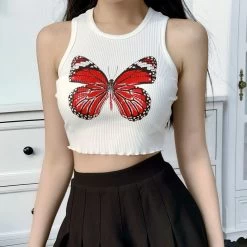 Crop Top Blanc – Papillon