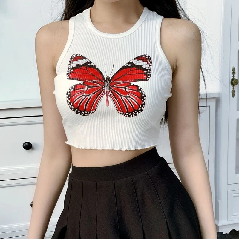 Crop Top Blanc – Papillon 3 Crop Top Blanc – Papillon