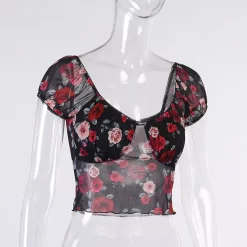 T-shirt Transparent à Fleurs – Red -Style Urbain Soldes Hd11a9d6a218f4d31bed33708a5ffbea1I