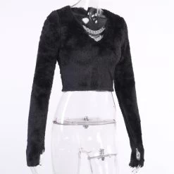 Crop Top Noir En Velour – Douce -Style Urbain Soldes Hdbb8e4feec67450fa8b53c9a90b53fc38