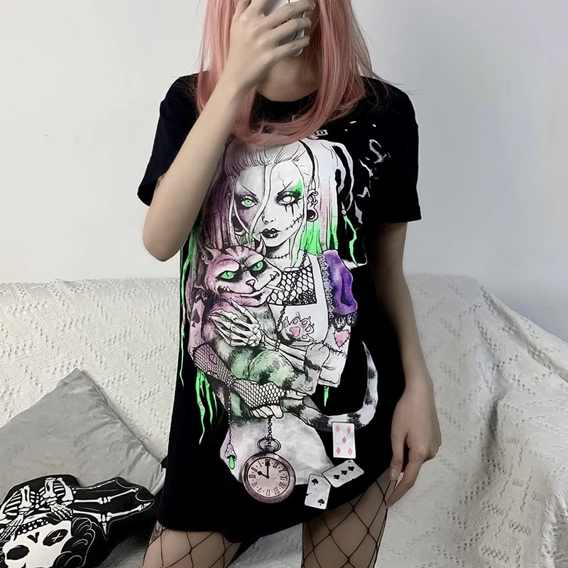 T-shirt Long – Gothic Girl 5 T-shirt Long – Gothic Girl – Image 3