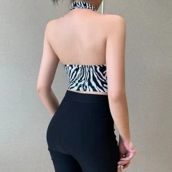 Haut Imitation Zèbre – Collier -Style Urbain Soldes Hf6a34b328ea148b4a24479121f21302dX