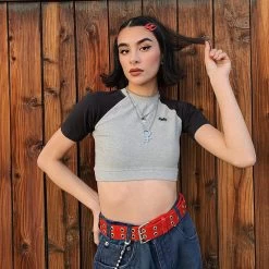 Crop Top Noir Et Gris – Tennis -Style Urbain Soldes Hfae3d64c8c9c427fa9c87015bce40f01t