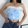 Crop Top à Fourrure – Papillons Bleus 2 Crop Top à Fourrure – Papillons Bleus -Style Urbain Soldes crop top a fourrure papillons bleus