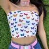 Crop Top Aesthetic – Papillons -Style Urbain Soldes crop top aesthetic papillon