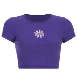 Crop Top Violet – Fleur Aesthetic 10 Crop Top Violet – Fleur Aesthetic -Style Urbain Soldes crop top violet fleur face