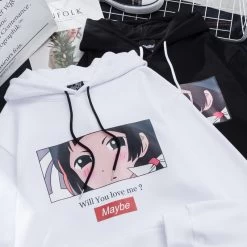 Sweat Anime – You Love Me ? -Style Urbain Soldes sweat anime will you love me blanc