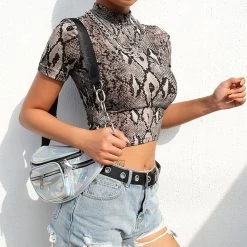 Crop Top Sexy – Python -Style Urbain Soldes top sexy model sac