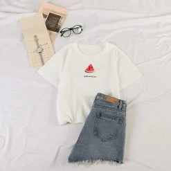 T-shirt Tumblr – Fresh Fruits -Style Urbain Soldes tshirt tumblr fresh fruits blanc